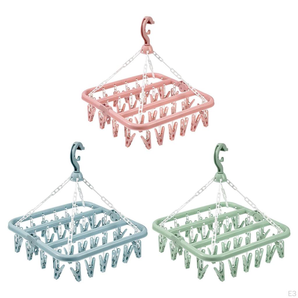 Сушилка для одежды, вешалка для носков, 32 зажима, вешалки для домашнего хранения, подвесная корзина для нижнего белья