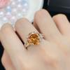 Round Shape Bright Yellow Zircon Women's Rings Elegant Accessories For Party Wedding Anniversary Gift Statement Jewelry