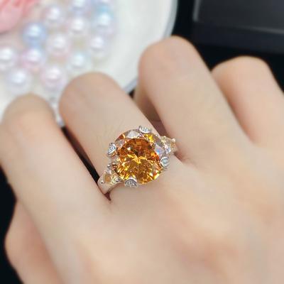 Женские кольца круглой формы с ярко-желтым цирконием, элегантные аксессуары для вечеринки, свадьбы, годовщины, подарок, эффектные ювелирные изделия