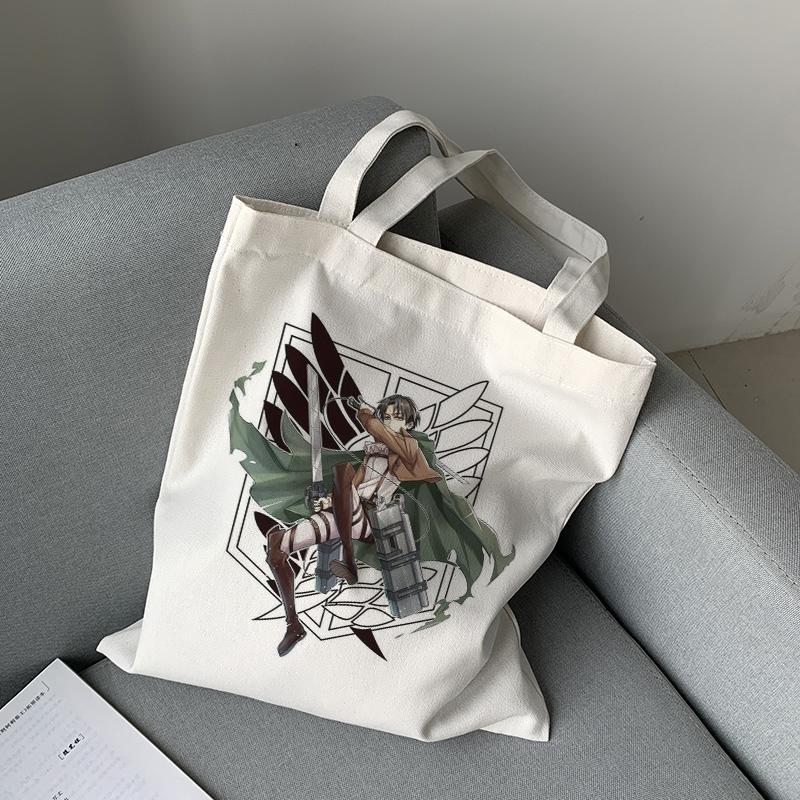 Attack On Titan Canvas Bag Japanese Anime Vintage Women Bag Hip-hop Big-capacity Casual Shopper Bag Harajuku Women Shoulder Bag