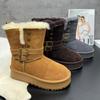 Кожаные теплые модные толстоподошвенные зимние ботинки женские 2025 зима новые бархатные утепленные хлопковые ботинки средней высоты