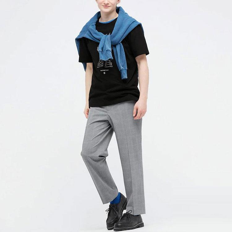 Uniqlo Унисекс Футболка с принтом мультфильма X Gundam, с круглым вырезом, с коротким рукавом, Черная 447507-09