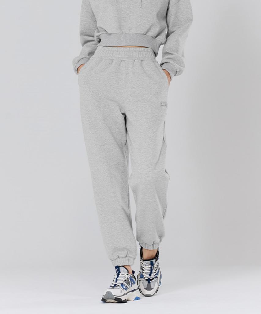 XEXYMIX Warm Cotton Basic Jogger Pants Melange Grey