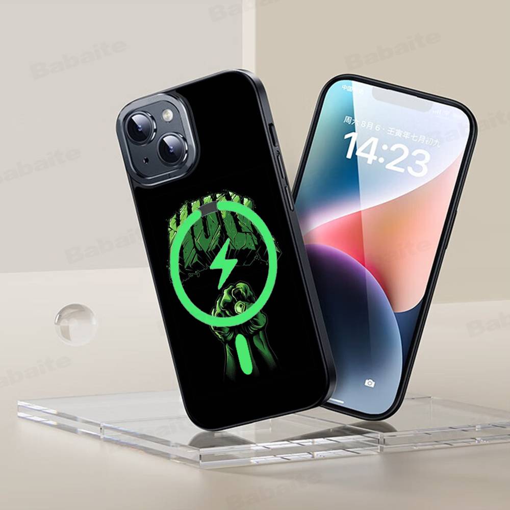 Superhero H-Hulk For Magsafe Case For IPhone 17 16 Pro Max 15 14 Plus 13 12 11 Wireless Charging Phone Cover