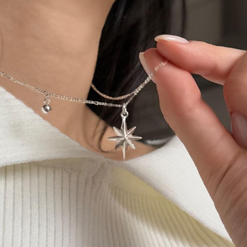 Melliv Silver Stella Ball Point Figaro Chain Necklace_mvn20