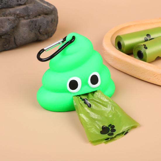 Диспенсер для мешков для мусора с карабином Легко повесить Винил в форме табурета Разлагается для домашних животных