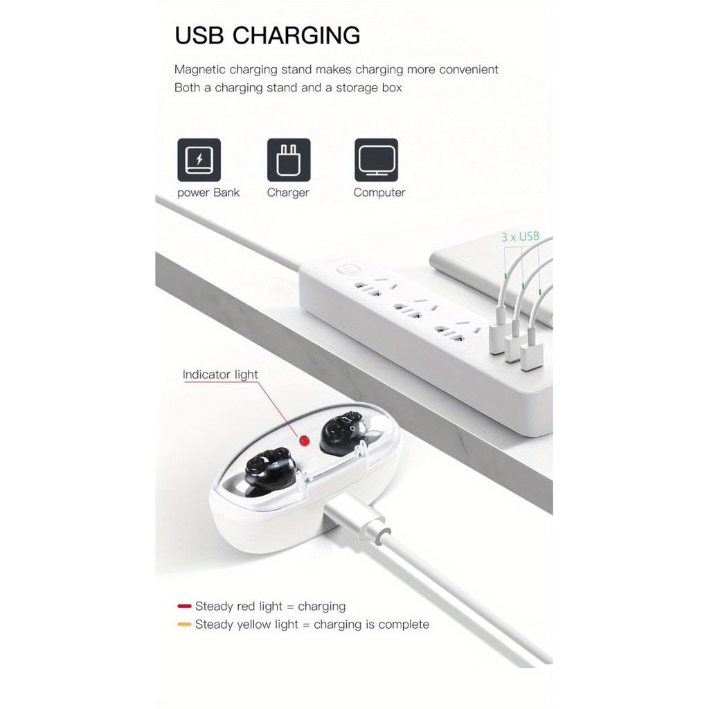 1 пара перезаряжаемых слуховых аппаратов, мини-внутреннее ухо для пожилых людей, усилитель звука для глухоты с зарядным чехлом