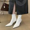 Fashion SUOJIALUN 2024 Winter New Brand Women Ankle Boots Fashion Pointed Toe Ladies Elegant Short Boots Shoes Thin High Heel Chelsea Pu