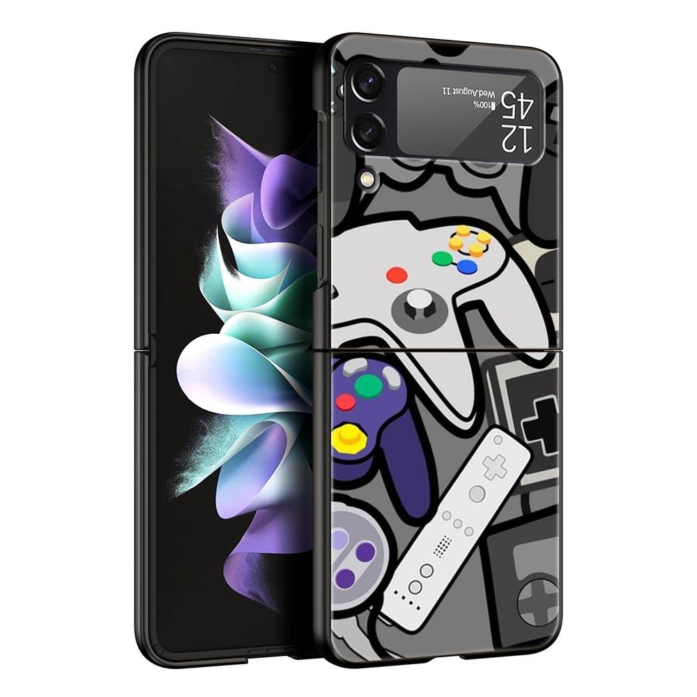 Game Controller Graphic Hard PC Phone Case For Samsung Galaxy Z Flip 7 6 5 4 Black Cover For Galaxy Z Flip 3 Foldable Fundas Bag