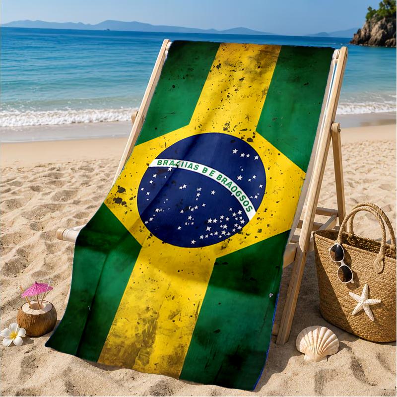 Brazilian Flag Artwork Beach Towel, Microfiber Beach Towel, Perfect For Pool, Beach, Travel, Home Decor Beach Party Fan gifts