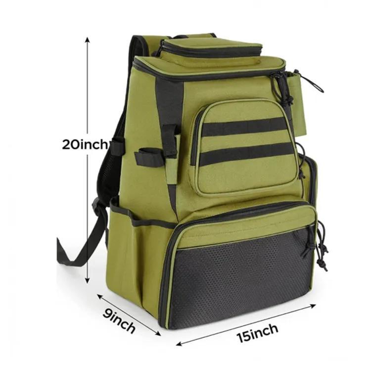 Fishing Tackle Backpack with Protective Rain Cover –Large Capacity Waterproof Gear Bag with Rod Holders for Anglers, Outdoor Fishing Equipment Storage
