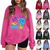 Women's Fashionable Casual Long-Sleeved Round-Neck Printed Pullover Sweatshirt