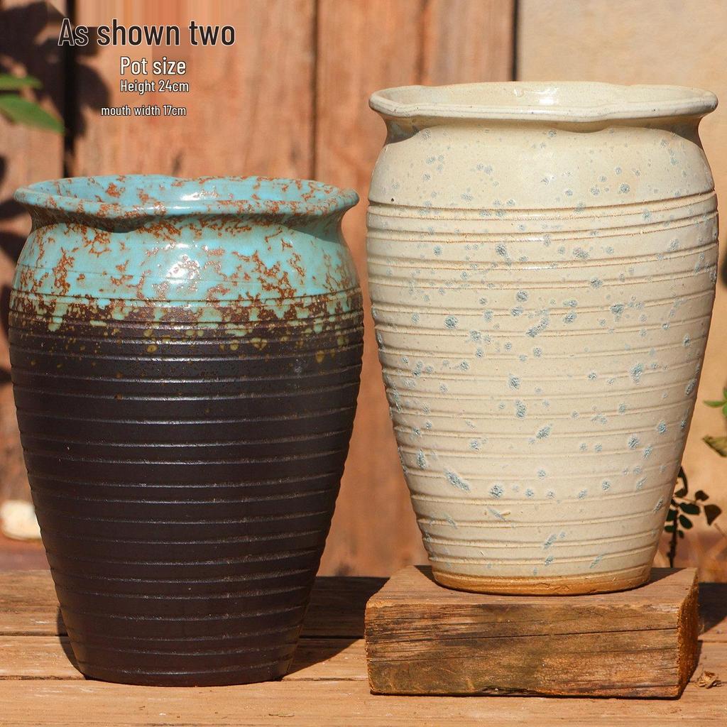 Large Coarse Ceramic Zisha Pot for Succulents and Greenery