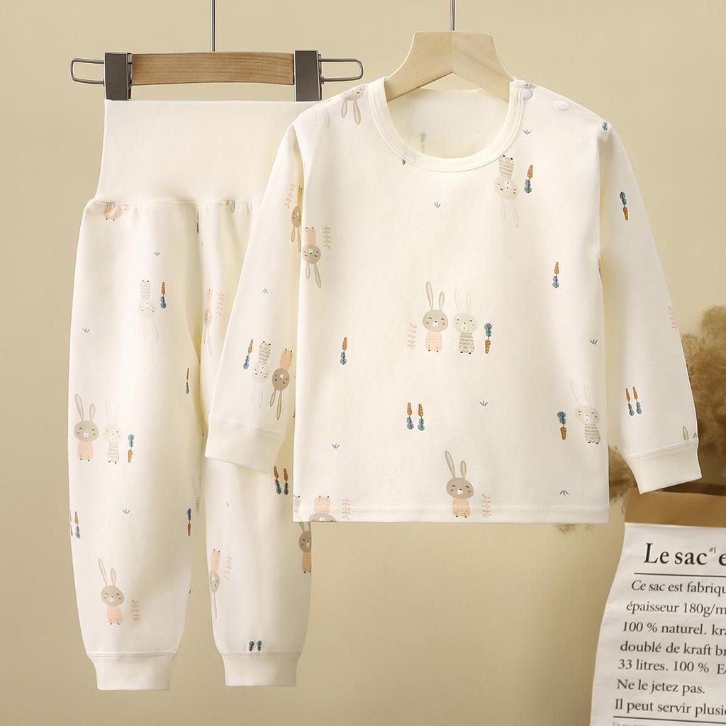 Детский и Малышовый Хлопковый Антибактериальный Комплект Нижнего Белья с Завышенной Талией для Мальчиков и Девочек 0-5 лет - Осенняя Одежда и Брюки