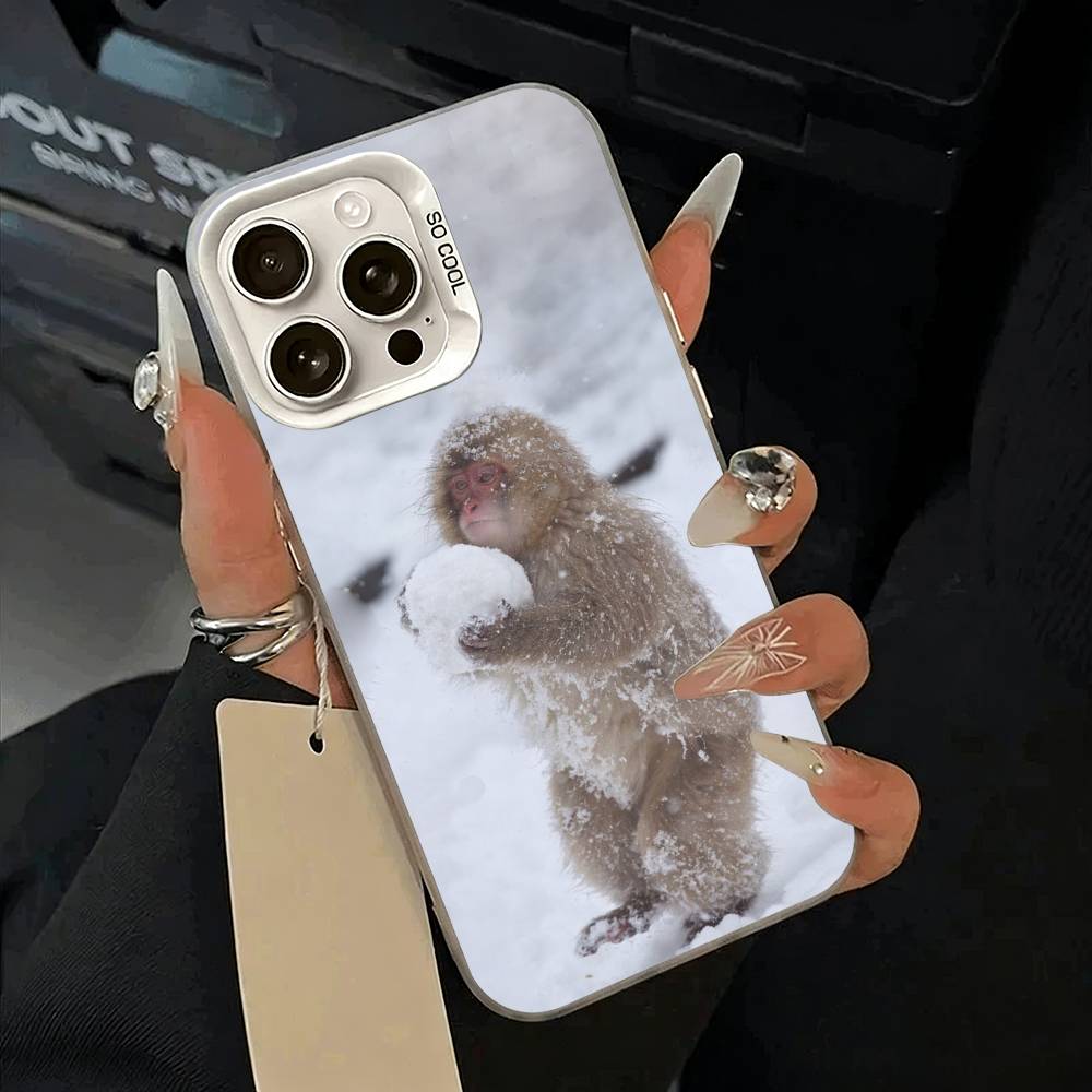 C-Милый забавный чехол-обезьянка для iPhone 11 12 13 14 15 16 Pro Max Plus белый Серебристый Чехол для телефона