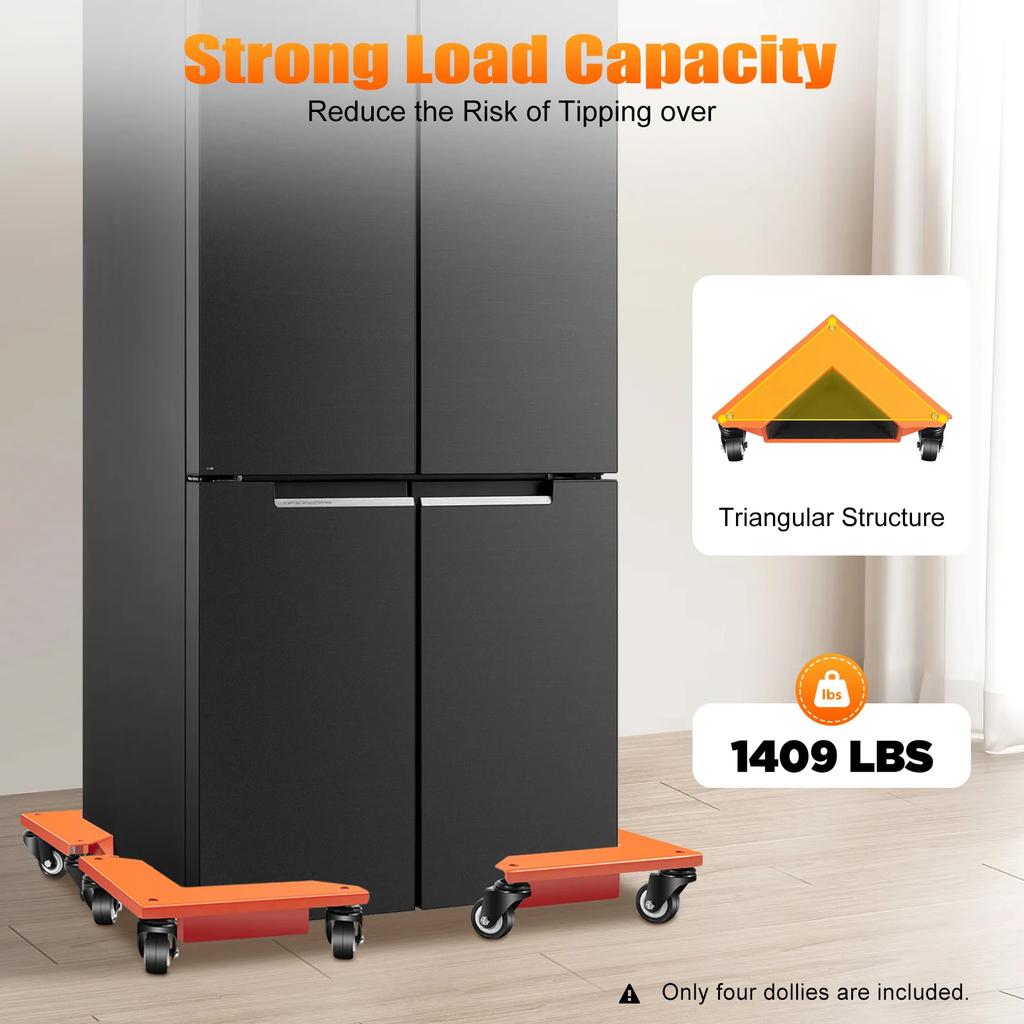 4 Pcs Furniture Rollers Heavy Load, Roller Set Mover Desk Cabinet Corner Dolly, Transport Rollers for Rectangular Objects