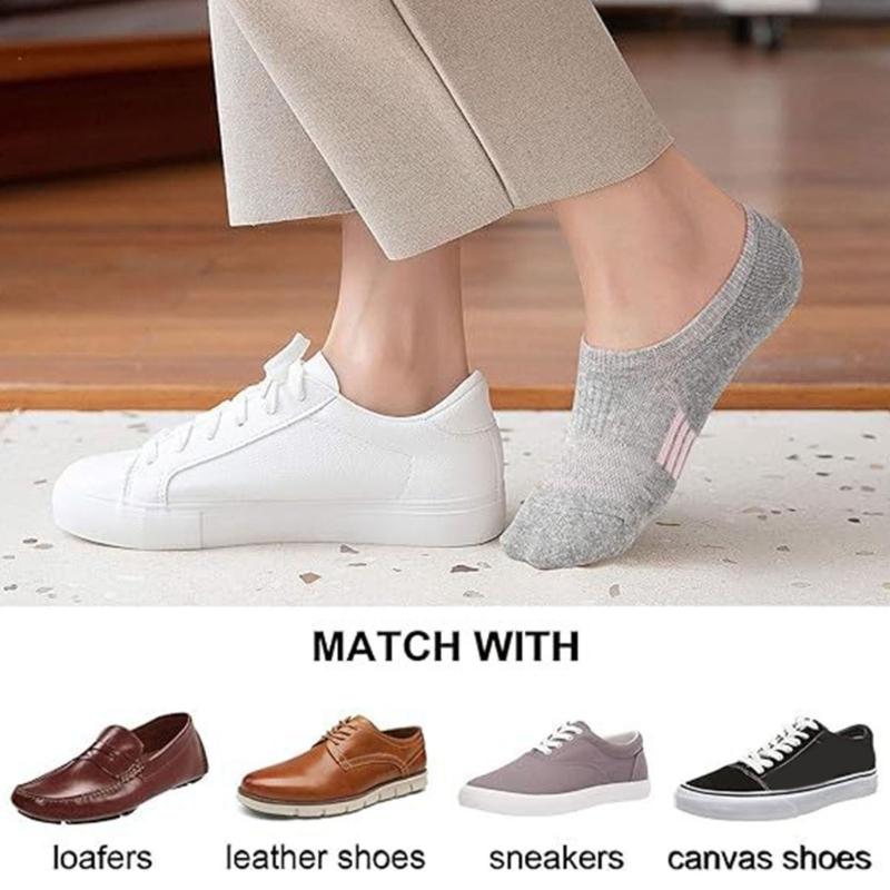6 Pairs Invisible Trainer Socks for Women Men Breathable Ankle Length Low Cut Sneaker Boat Socks with Antislip Feature
