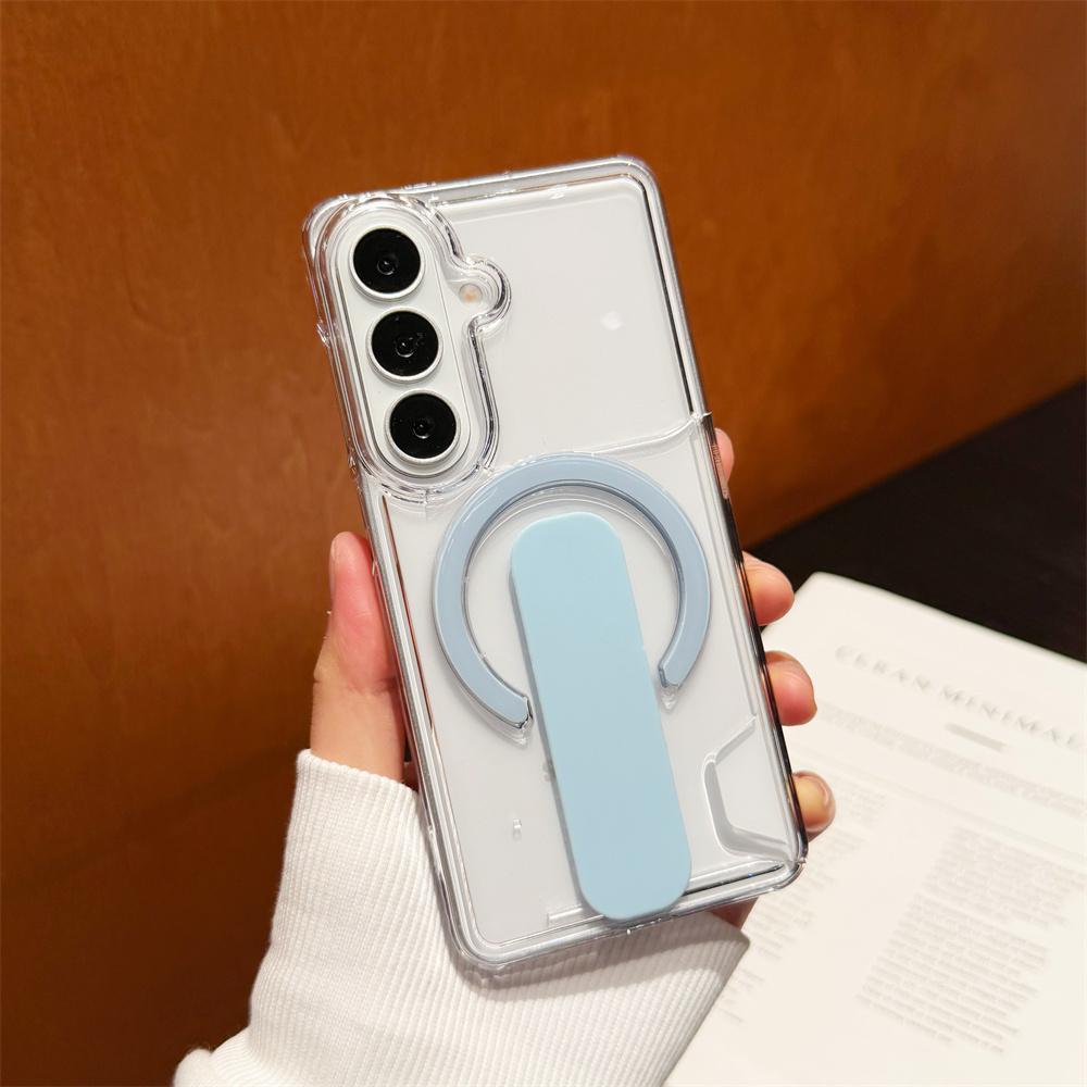 Прозрачный держатель для карт с ручкой, магнитный чехол для Samsung S26 S25 S24 Plus Ultra, для MagSafe, противоударный, полный бампер
