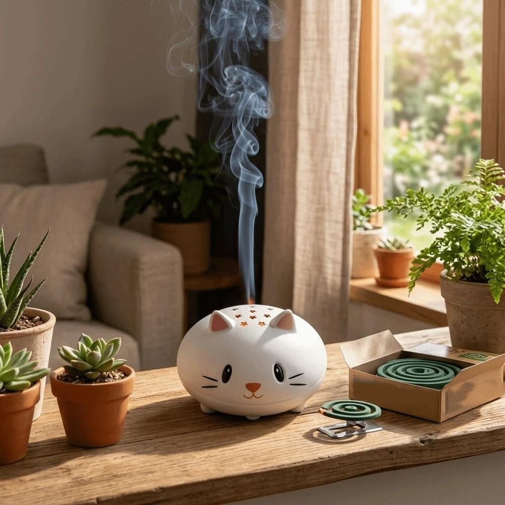 Scalding-Proof Cat Mosquito Coil Burner Plastic Mosquito Coil Tray Incense Tray Living Room
