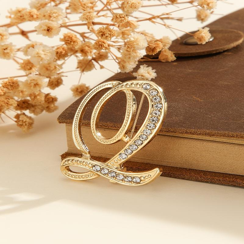 Женская брошь в виде буквы от A до Z, стразы, кристалл, золотистый цвет, английский алфавит, металлические значки, милая брошь, ювелирные аксессуары, подарок