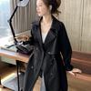 2025 Korean Style Women's Loose Mid-Length Windbreaker: Spring & Autumn Casual Suit Collar Jacket