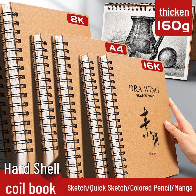 Thick Hardcover Coil Sketchbook A4, 8K, 16K - Art Student & Kids Drawing Book