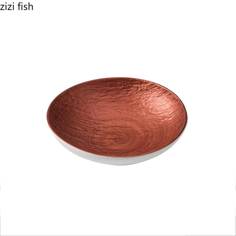 Салатница с узором из черного золота и камня, глубокая керамическая миска для ресторана, миска для супа, миски для сашими, десертные миски, креативная посуда