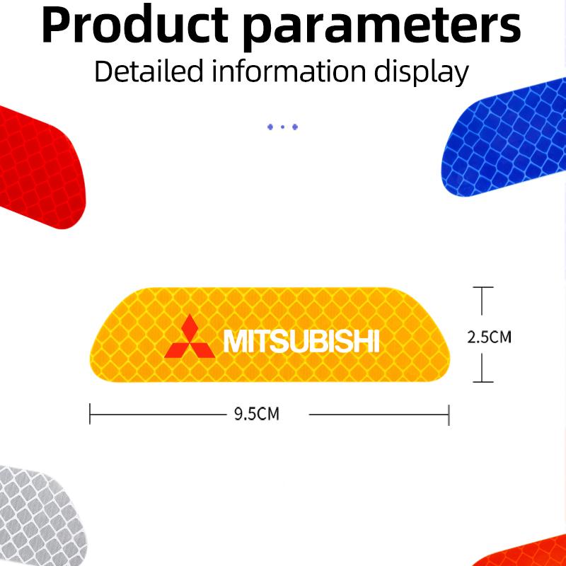 cwnqah1 cwmvjg1 4Pcs Car Door Sticker Safety Warning Reflective Mark For Mitsubishi Eclipse Lancer Outlander Pajero ASX Colt I200 Delica Triton