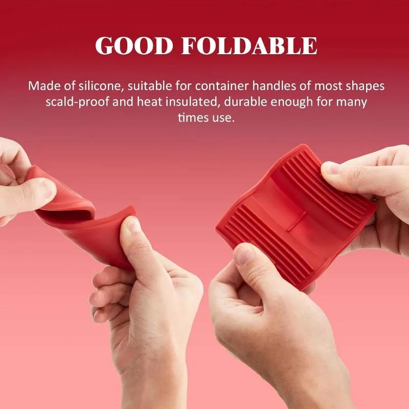 Силиконовые ручки-держатели для горячих кастрюль и сковородок, изолированные, для чугунной сковороды-вока, сковороды (Красный и черный) Крышка ручки