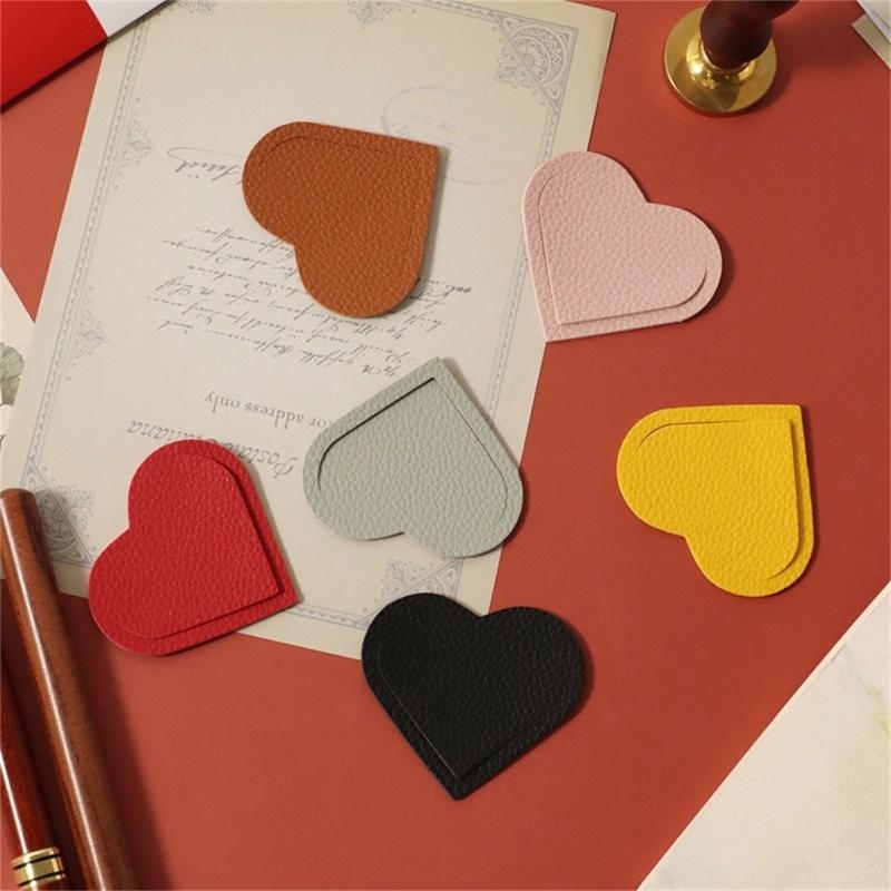 10 Pcs Bible Bookmarks PU Leather Bookmarks Heart Shaped Bookmarks Creative Page Marker Reading Supplies for Teacher