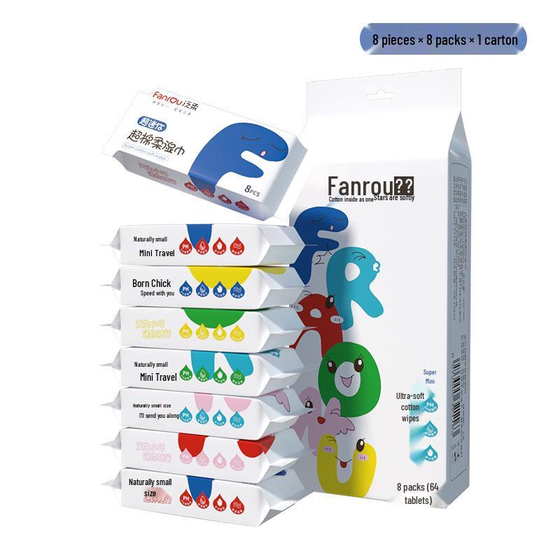 Мини влажные салфетки дорожный набор: 8 детских салфеток в упаковке, специально для детских рук