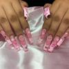 Long Length False Nail Square Head Nail Tips Fashion Press On Nails  Girl