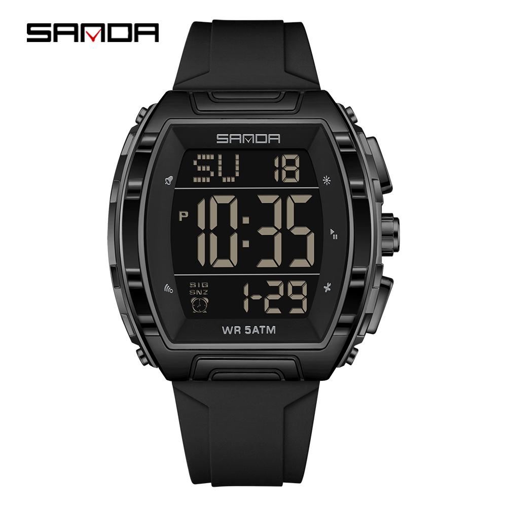 SANDA New 6286 Men's Electronic Watch Wine Barrel Shaped Multifunctional Waterproof LED Men's Electronic Watch