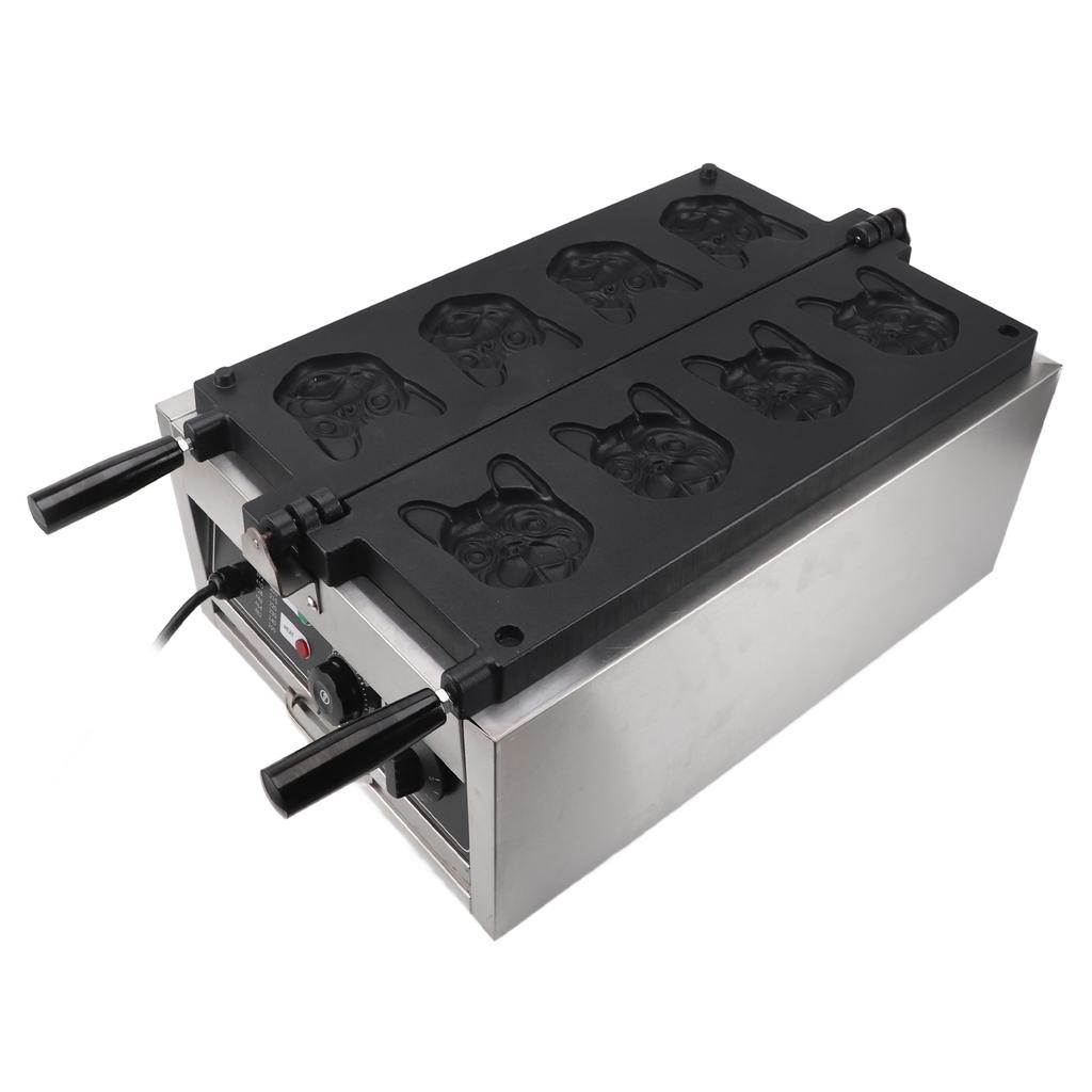Профессиональная вафельница с антипригарным покрытием, 8 форм, забавная форма бульдога, двусторонний нагрев, электрическая вафельница