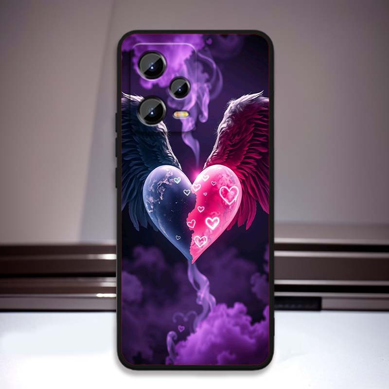 Роскошный Чехол для Телефона с Дизайном Любви Искусство Для Xiaomi Redmi Note 15 14 13 12 12S 11E 11 11S Pro Plus 4G 5G Черный Мягкий ТПУ
