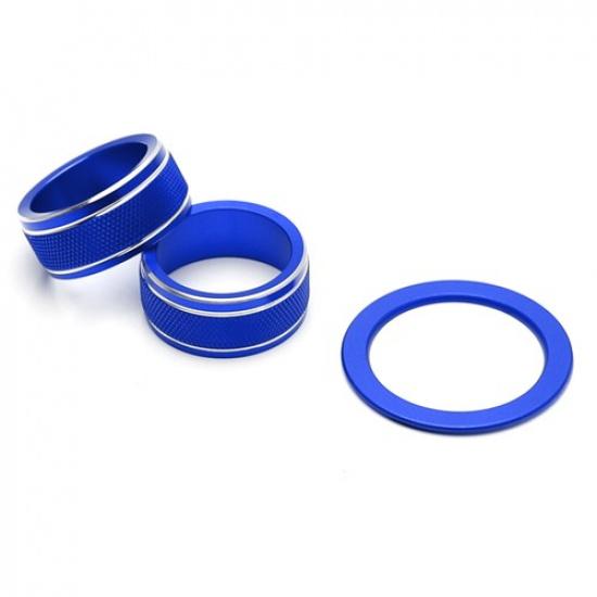 3pc Blue AC Turn Knobs, Engine Push Start Decoration Trim For + Toyota Camry