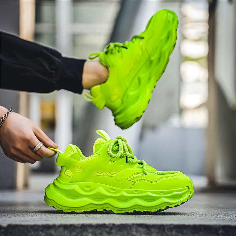 Fashion Men's Green Casual Sneakers 2024 Designer Platform Trainer Shoes Men Streetwear Height Increasing Sport Shoes Men Chunky Sneaker