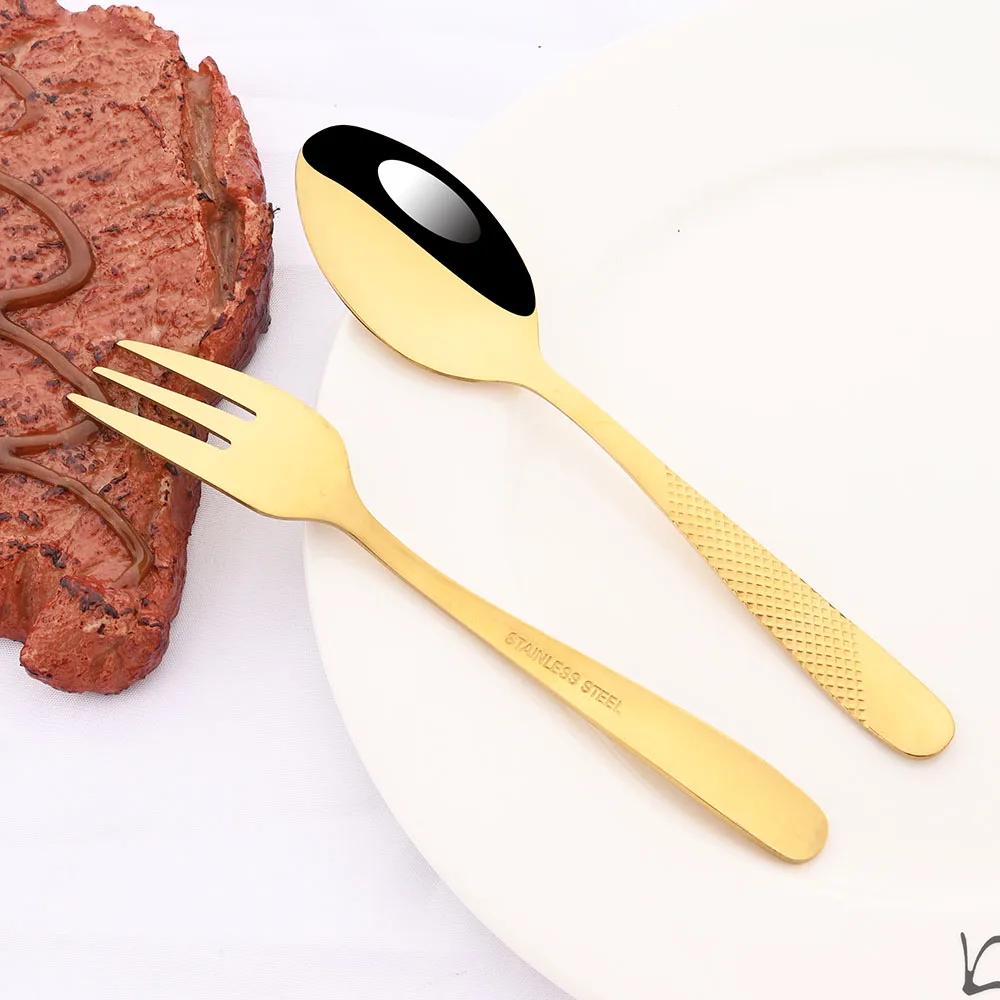 20 предметов из нержавеющей стали столовые приборы набор столовых приборов ужин золотой столовый набор нож для стейка вилка для фруктов ложка кухонный набор столовых приборов
