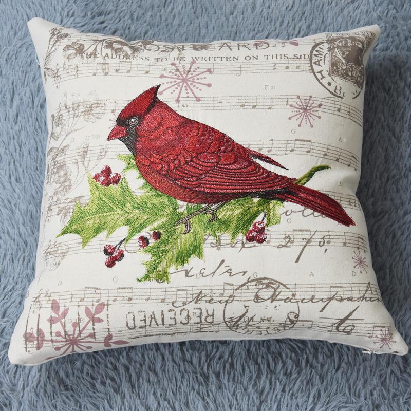 Home Decor Emboridered Cushion Cover Country Bird Suqare Embroidery Pillow Cover 45X45Cm