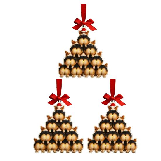 1/2/3/4 шт. Рождественское акриловое украшение в виде бульдога, подвеска, зеркало заднего вида автомобиля, рождественская елка