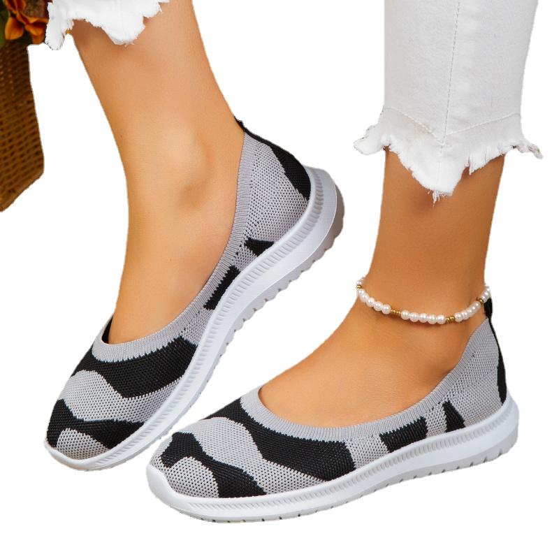 Распродажа женской обуви, 2024 г., женская вулканизированная обувь без шнуровки, женская повседневная обувь соответствующего цвета, легкие сетчатые кроссовки с круглым носком