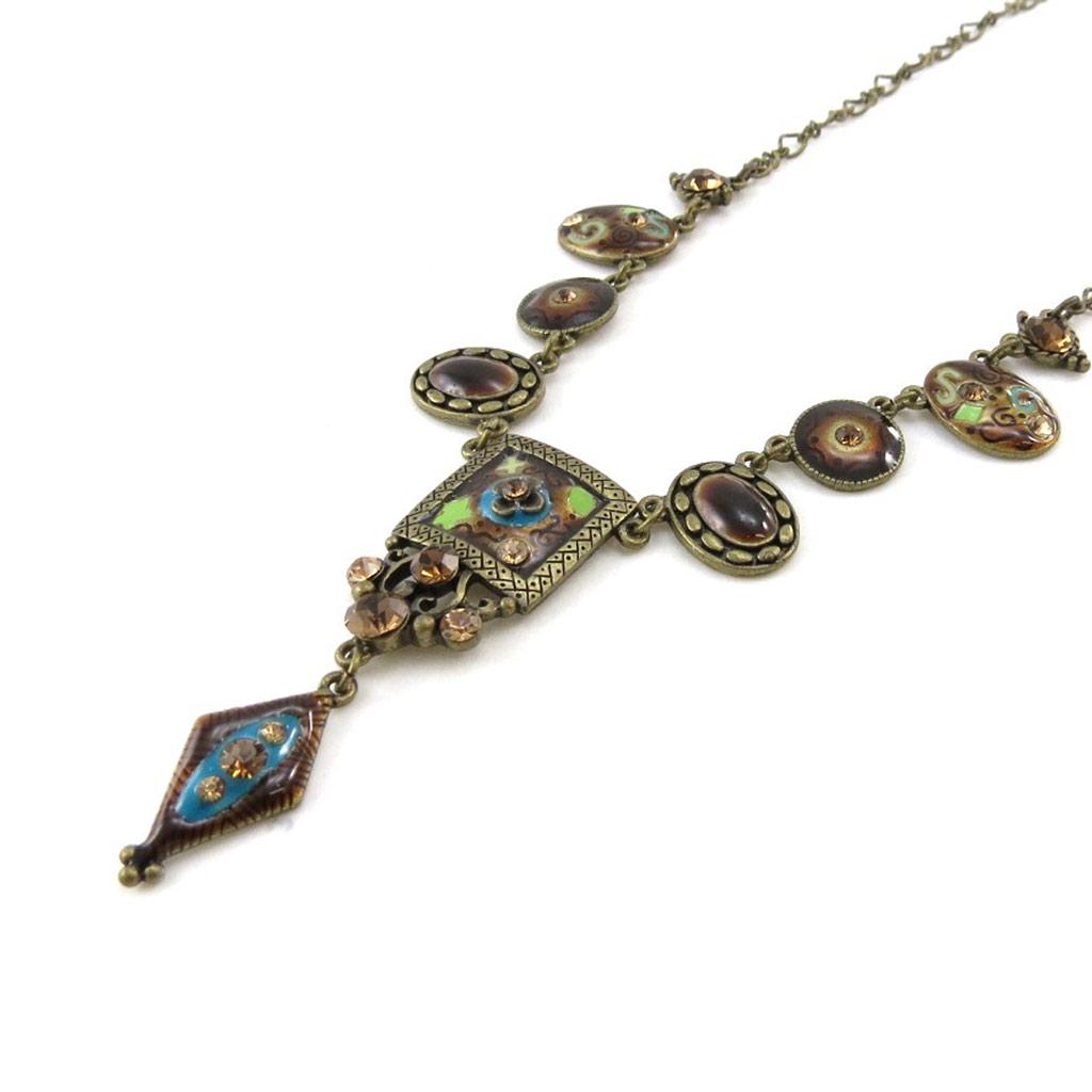 Les Trésors De Lily [E5700] - 'Phedre' Turquoise Brown Designer Necklace