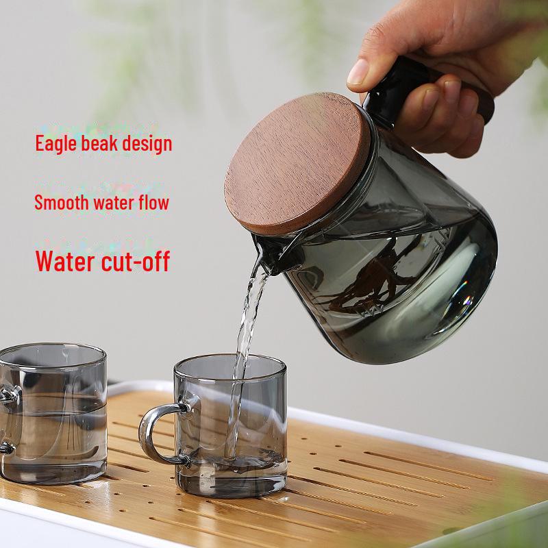 Стеклянный чайник с фильтром и боковой ручкой, устойчивый к высоким температурам, для использования в офисе или заваривания цветочного чая