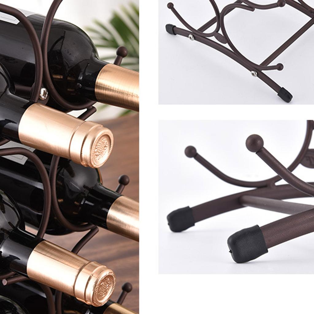Metal Wine Bottle Storage Rack Space Saving 3 Tierd Wine Bottle Stand 6 Bottles Countertops Wine Rack Display Shelf
