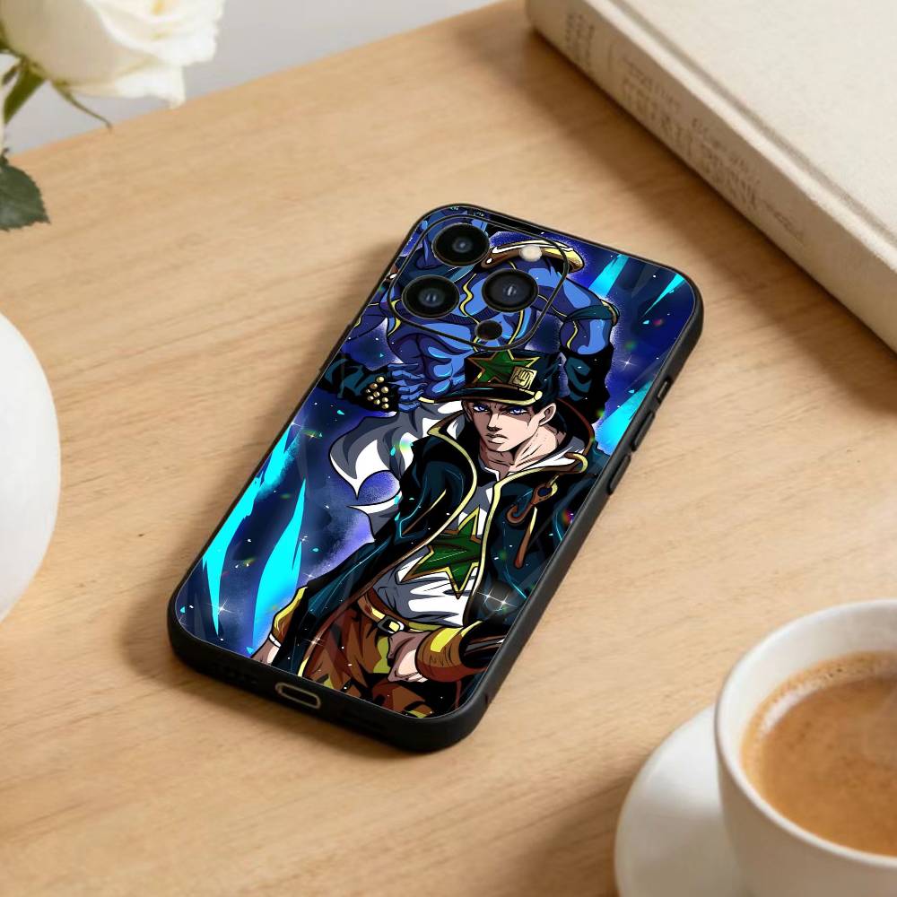 Чехол для телефона с аниме JoJo's Bizarre Adventure для iPhone 16, 15, 14, 13, 12, 17, Pro Max, Plus, силиконовый, черный