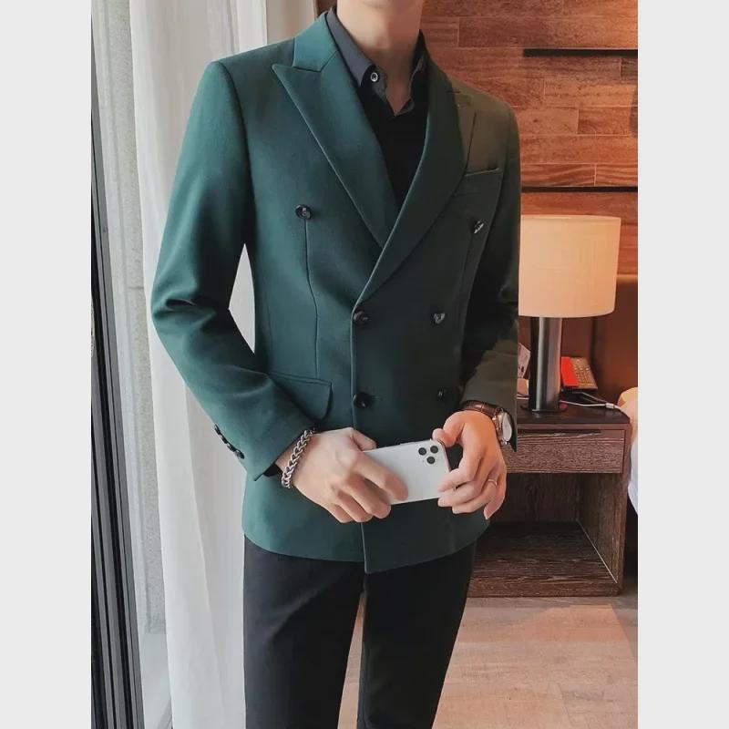 Модный мужской свободный пиджак в корейском стиле 2024 года — элегантный, повседневный, универсальный, идеально подходит для весны и осени