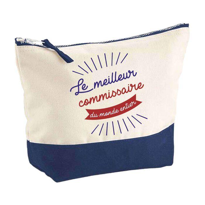 Trousse de maquillage - PLANETEE - Meilleur Commissaire du monde (fond bleu) - Grand format - Coton - Impression HD