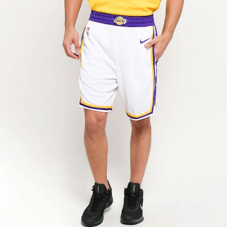 Nike NBA Association Edition Swingman Lakers Дышащие баскетбольные шорты мужские белые AJ5616-100