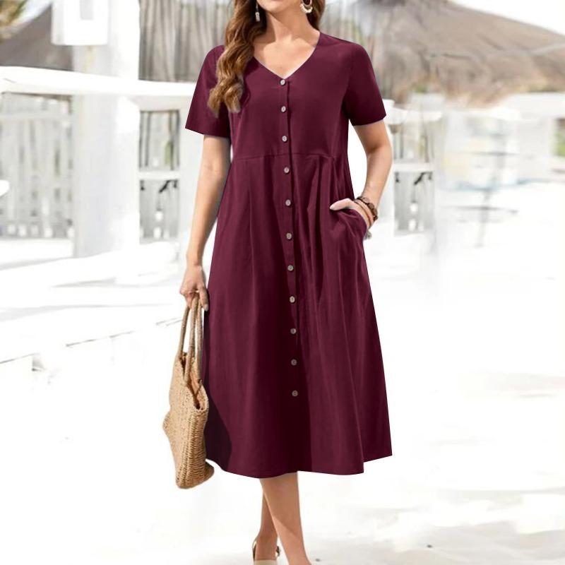 Женское весенне-летнее свободное платье с высокой талией