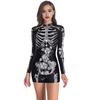 Halloween Women Dress Bloodstain Skeleton Spider Print V Neck Nurse Cosplay Long Sleeves Haunted House NPC Performance Costume